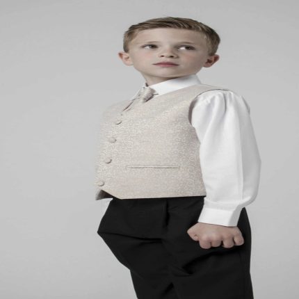 🥂 Boys 4 Piece Vivaki Swirl Suit – Champagne