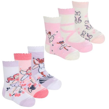 🍼 3-Pair Baby Socks🧦 – Pink & Lilac Collection (2 Designs)
